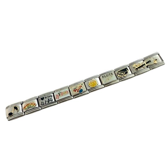 NWT 10x9mm Music and Instruments Related Silver Stainless Steel Italian Charms - Picture 1 of 1